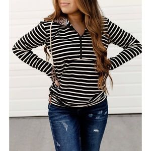 Ampersand Avenue Spots and Stripes Half Zip Hoodie